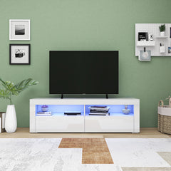LED TV Stand - Entertainment Unit - High Gloss White - 63in