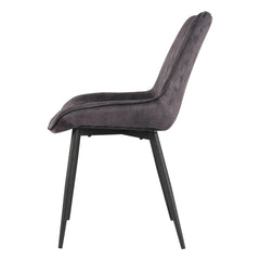 Set of 2 chairs / 33"H / Dark Gray Velvet / Black
