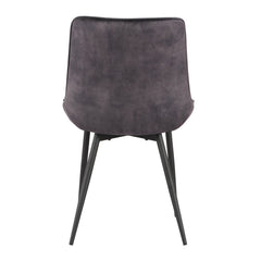 Ensemble de 2 chaises / 33"H / Velour Gris Foncé / Noir