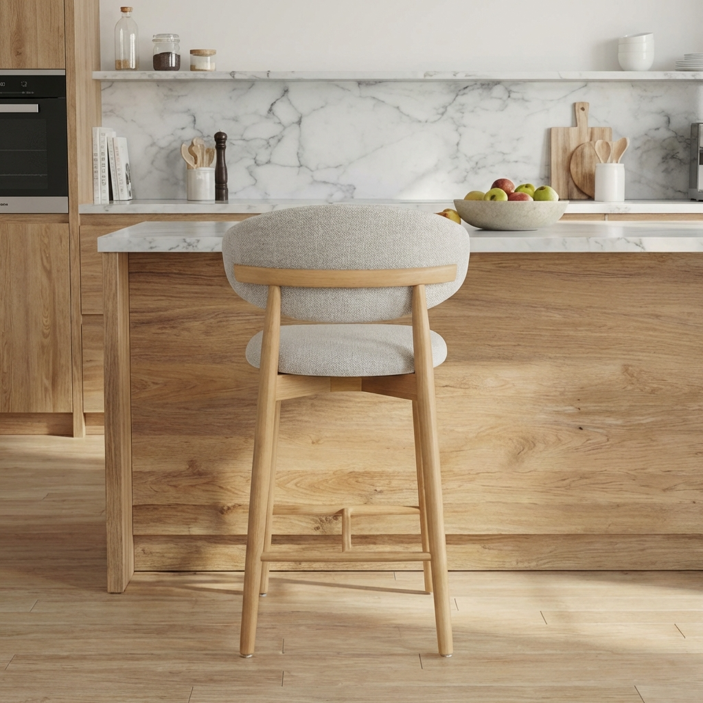 Emy - Counter Stool - Beige Fabric