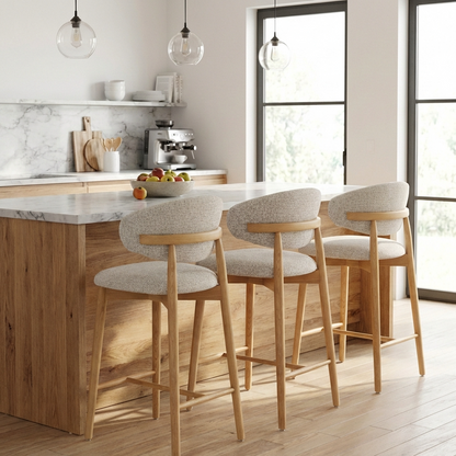 Emy - Counter Stool - Beige Fabric