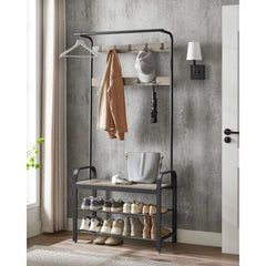 Entryway coat rack with shoe bench - 33 inches - Greige