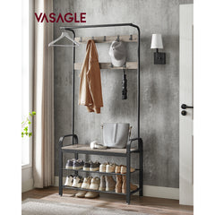 Entryway coat rack with shoe bench - 33 inches - Greige