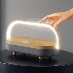 Lampe de chevet LED, sans fil, avec chargeur sans fil, support de téléphone, haut-parleur d'extérieur bluetooth
