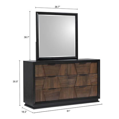 Elina - Commode à 6 tiroirs avec miroir - Noyer