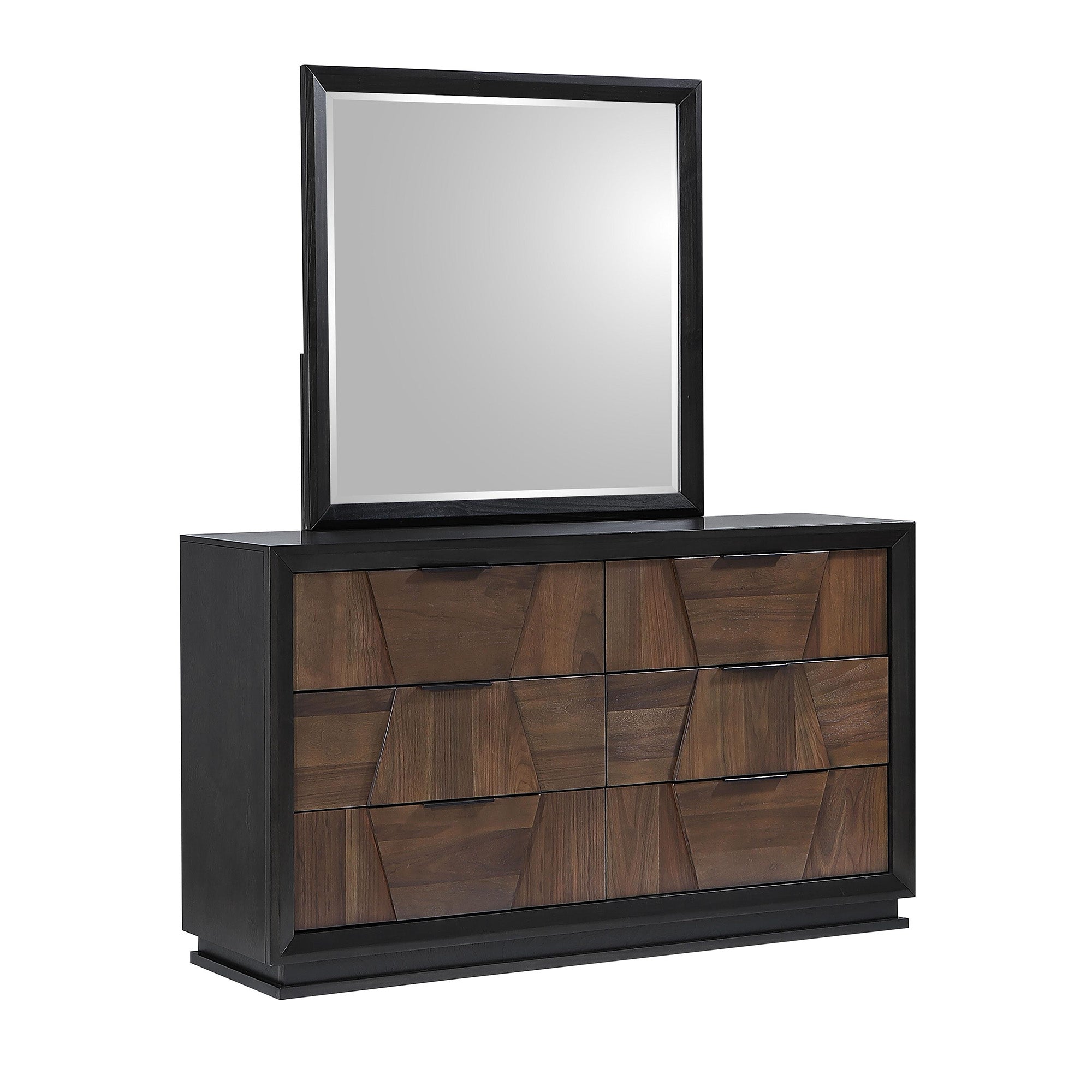 Elina - Commode à 6 tiroirs avec miroir - Noyer