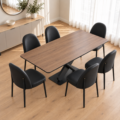 Amelie - Dining Table - Walnut and Black