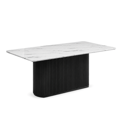Nolan - Table à Manger - Faux Marbre Blanc