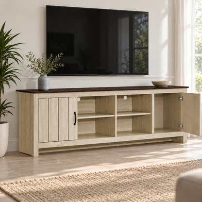 Morgan - Meuble TV - Beige clair et chêne foncé
