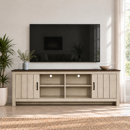 Morgan - Meuble TV - Beige clair et chêne foncé
