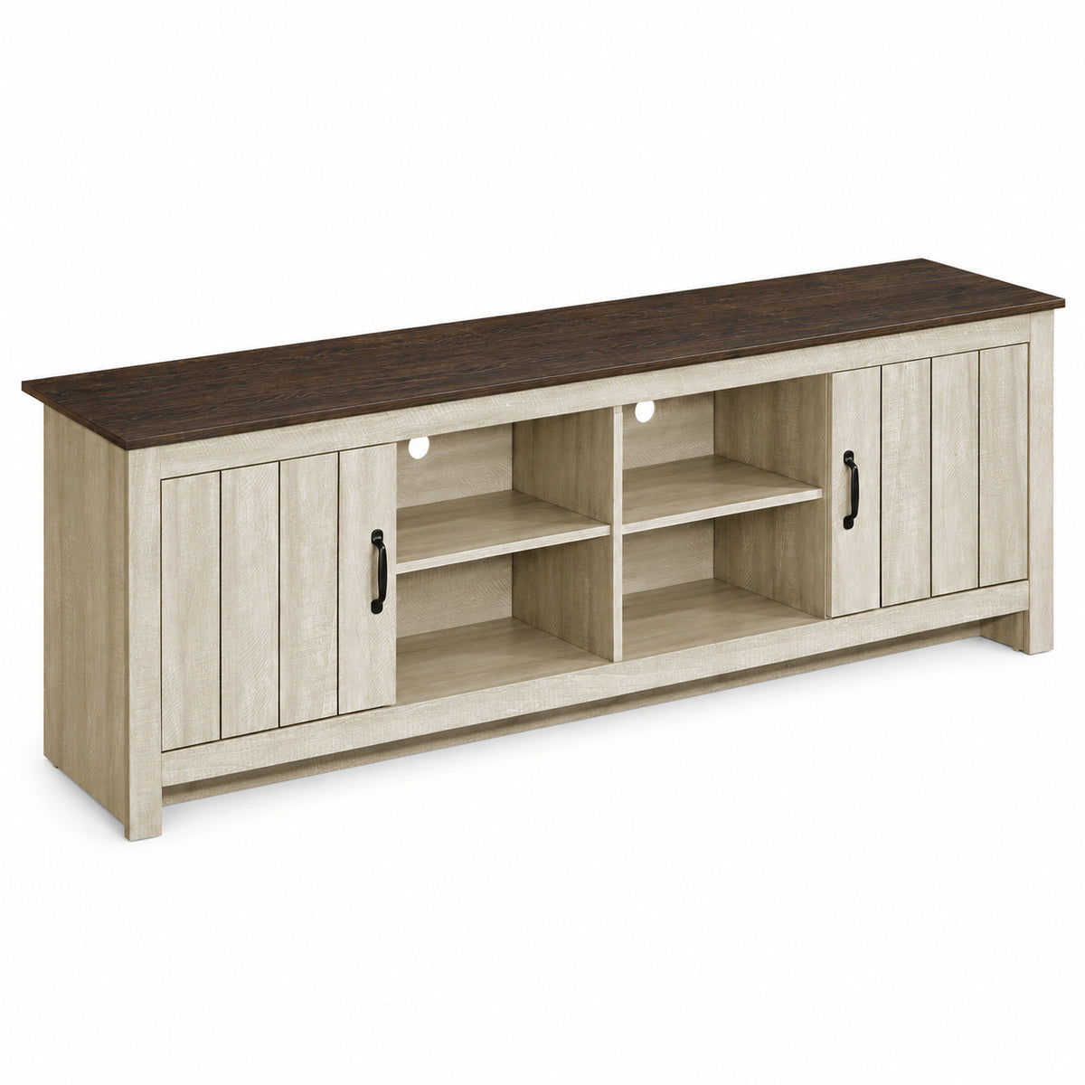 Morgan - Meuble TV - Beige clair et chêne foncé