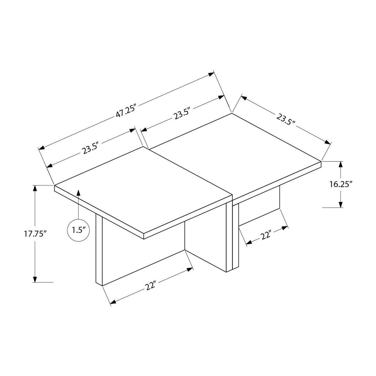 Alec - Coffee Table - Travertine Stone Effect