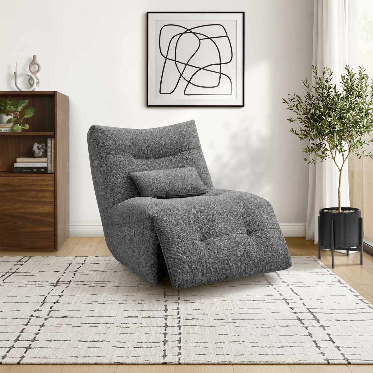 Rovan - Fauteuil inclinable motorisé avec massage, pivotant et berçant - Gris foncé