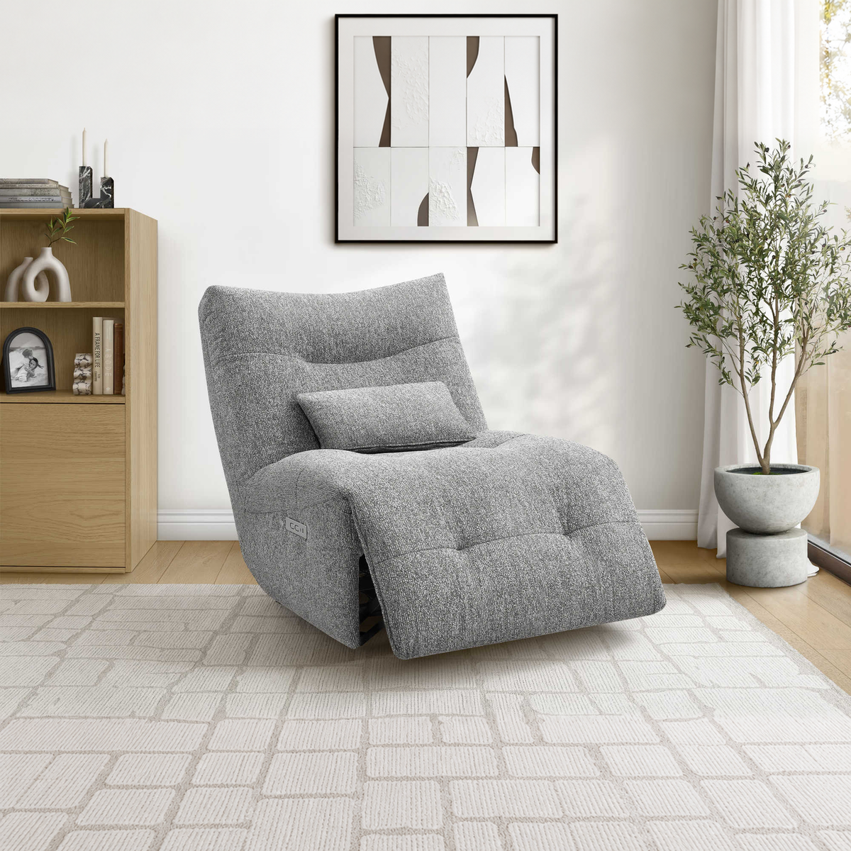 Rovan - Fauteuil inclinable motorisé avec massage, pivotant et berçant - Gris clair