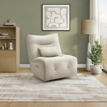 Rovan - Fauteuil inclinable motorisé avec massage, pivotant et berçant - Crème