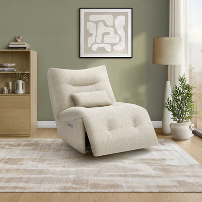 Rovan - Fauteuil inclinable motorisé avec massage, pivotant et berçant - Crème
