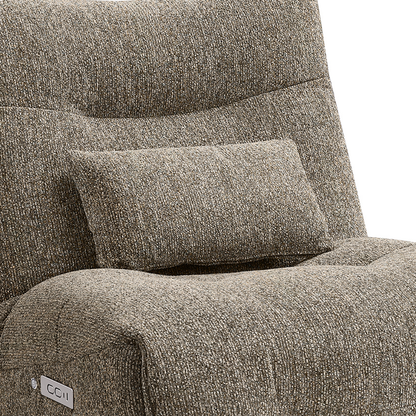 Rovan - Power recliner with massage, swivel, and rocking functions - Light brown
