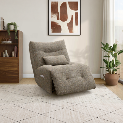 Rovan - Power recliner with massage, swivel, and rocking functions - Light brown