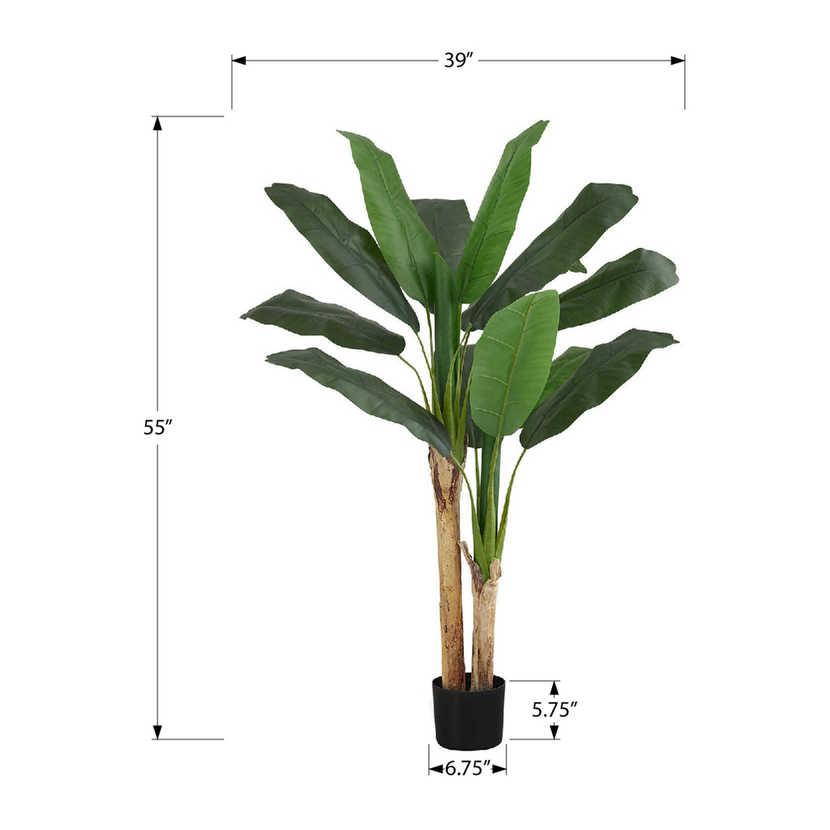 Artificial Plant - 55"H / Indoor Banana Tree 6" Pot