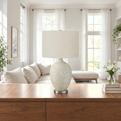 Lampe de Table - 28"H / Céramique crème / Ivoire - vue d’ambiance
