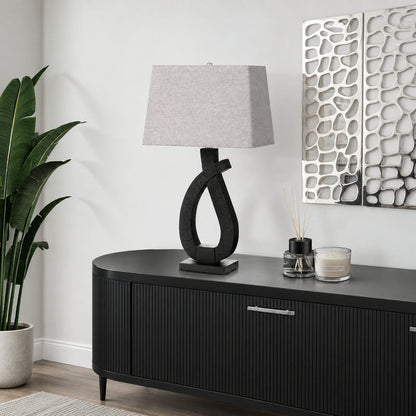 Lampe de Table - 30"H / Résine noire / Gris - vue d’ambiance