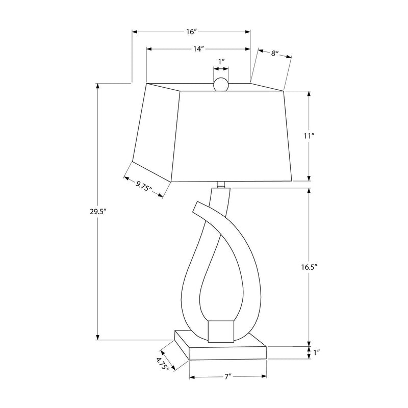 Lampe de Table - 30"H / Résine noire / Gris - schéma technique