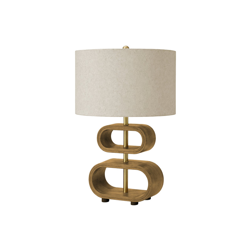 Lampe de Table - 20"H / Bois brun / Beige - produit sur fond blanc