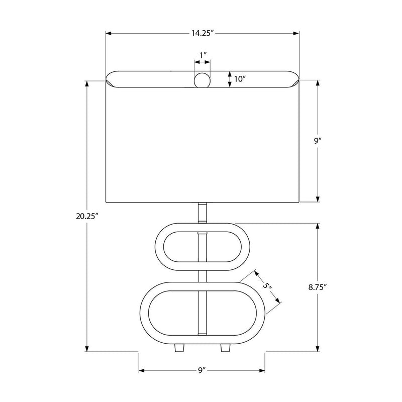 Lampe de Table - 20"H / Bois brun / Beige - schéma technique
