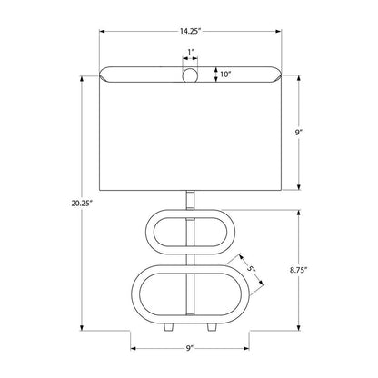 Lampe de Table - 20"H / Bois brun / Beige - schéma technique