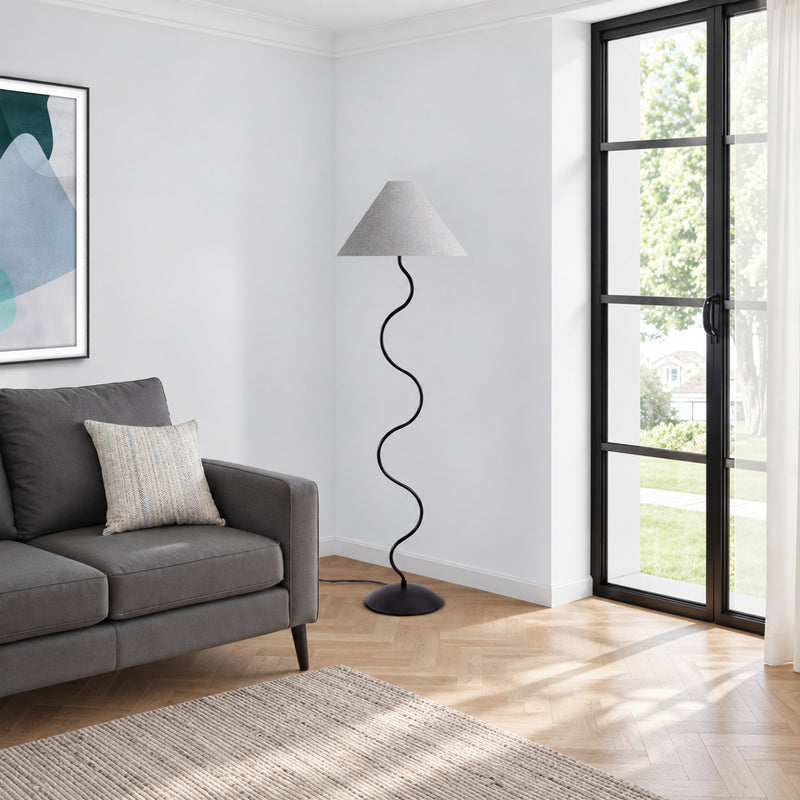 Lampe sur pied - 64"H / Métal noir / Gris - vue d’ambiance