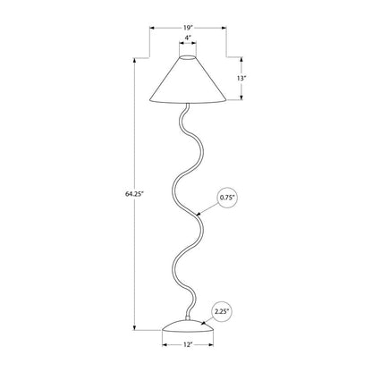 Lampe sur pied - 64"H / Métal noir / Gris - schéma technique