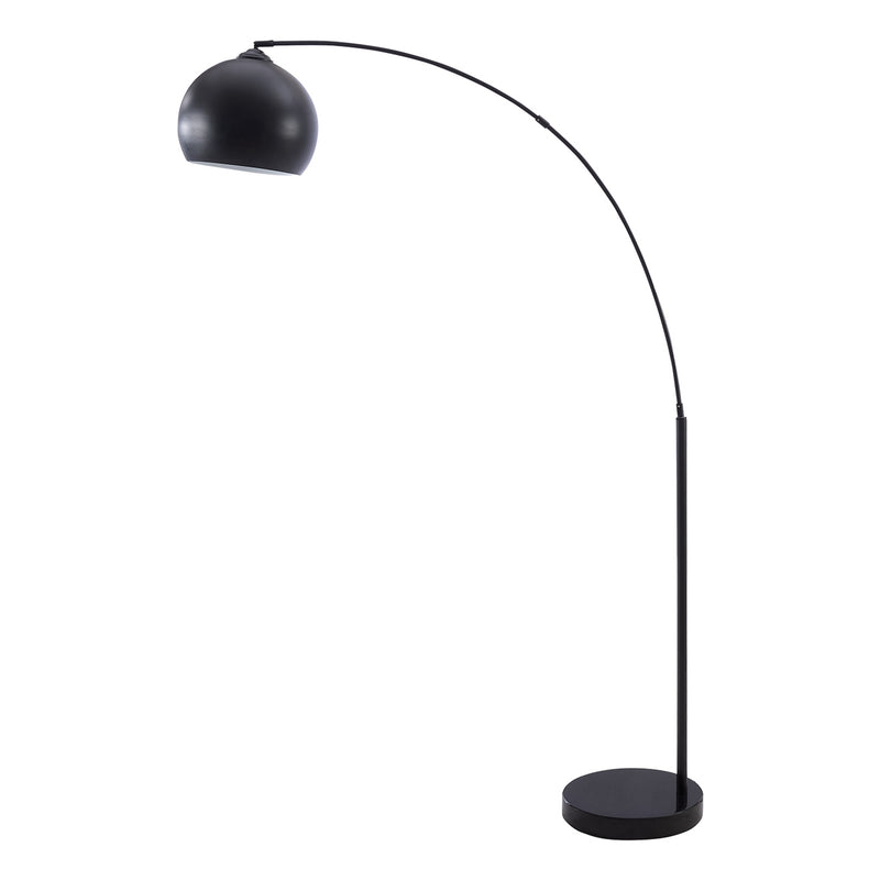 Lampe sur pied arquée - 74"H / Métal noir - produit sur fond blanc