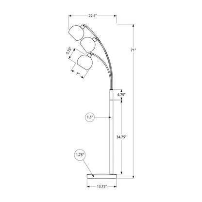 Lampe sur pied - 71"H / Métal noir - schéma technique