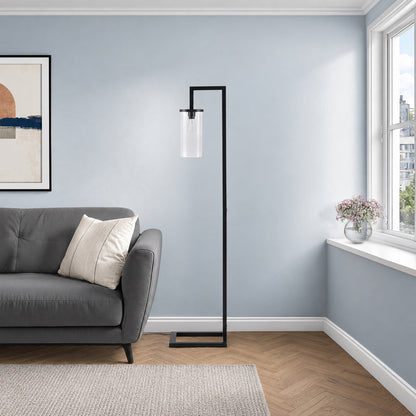 Lampe sur pied - 68"H / Métal noir / Verre - vue d’ambiance
