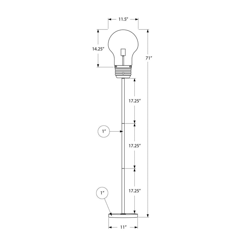 Lampe sur pied - 71"H / Métal laiton antique - schéma technique