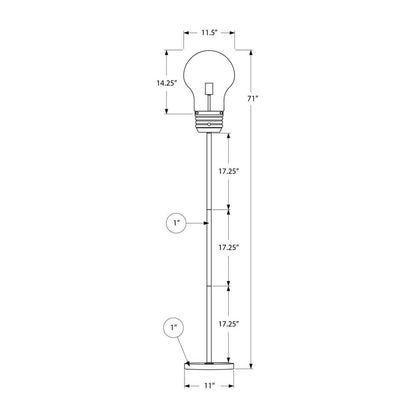 Lampe sur pied - 71"H / Métal laiton antique - schéma technique