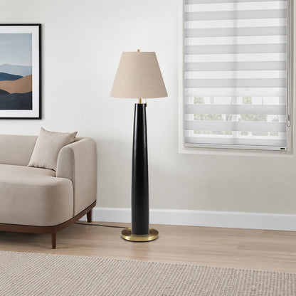 Lampe sur pied - 62"H / Métal noir / Beige - vue d’ambiance