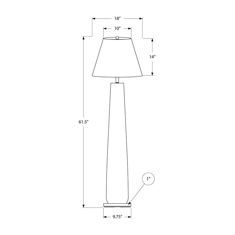 Lampe sur pied - 61"H / Résine blanche / Gris - schéma technique