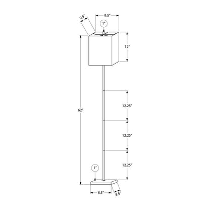 Lampe sur pied - 62"H / Métal noir / Noir - schéma technique