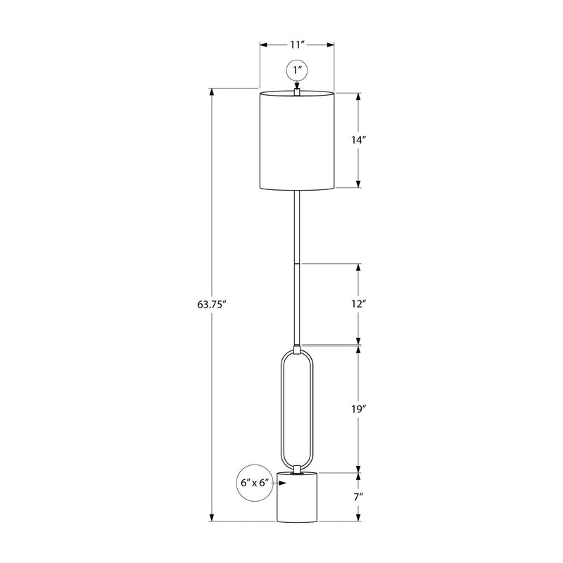 Lampe sur pied - 64"H / Résine grise / Ivoire - schéma technique