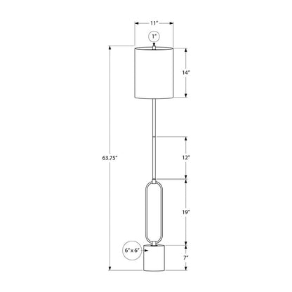 Lampe sur pied - 64"H / Résine grise / Ivoire - schéma technique