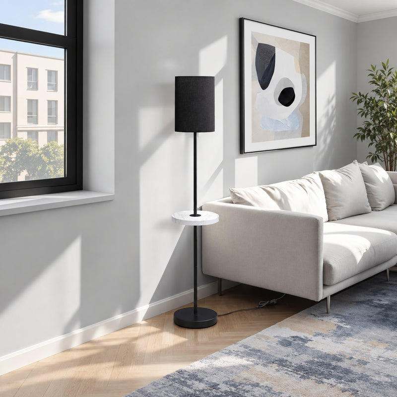 Lampe sur pied - 62"H / Métal noir / Noir / USB - vue d’ambiance