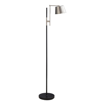 Lampe sur pied - 65"H / Métal noir / Nickel - produit sur fond blanc