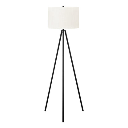 Lampe sur pied trépied - 63"H / Métal noir / Ivoire - produit sur fond blanc
