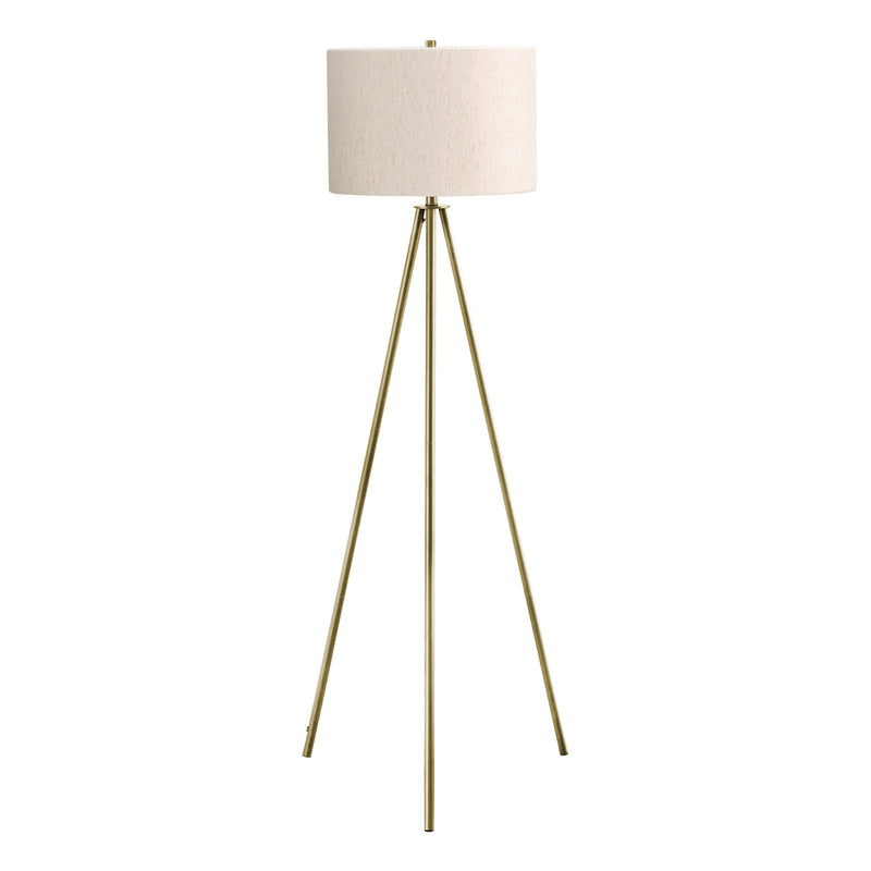 Lampe sur pied trépied - 63"H / Métal laiton / Ivoire - produit sur fond blanc