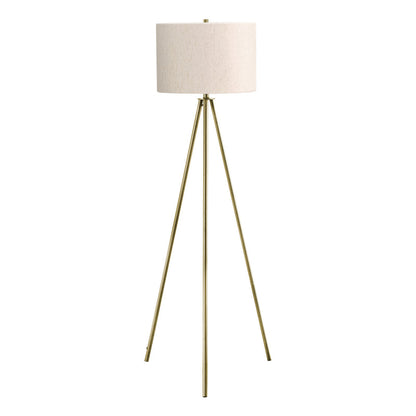 Lampe sur pied trépied - 63"H / Métal laiton / Ivoire - produit sur fond blanc