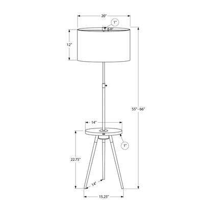 Lampe sur pied trépied - 63"H / Métal laiton / USB - schéma technique