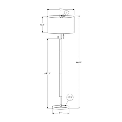 Lampe sur pied - 60"H / Métal nickel / Gris - schéma technique