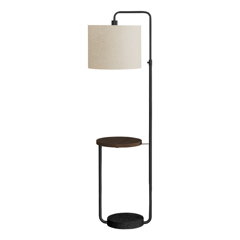 Lampe sur pied - 67"H / Métal noir / Beige / USB - produit sur fond blanc