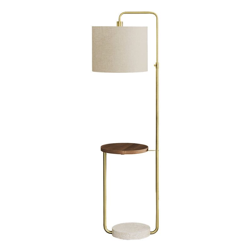 Lampe sur pied - 67"H / Métal laiton / Beige / USB - produit sur fond blanc